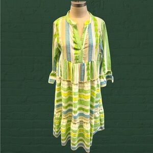 NWT Italian geometric stripe maxi dress 3/4 sleeve - multiple sizes